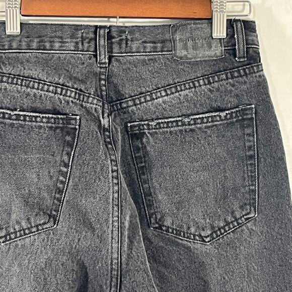 Pull & Bear Women's distressed Straight Leg Black Jeans Mom High Rise Size 8 - Picture 5 of 7